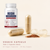 Capsules d'extrait de champignon Reishi en gros, complément immunitaire, pot de 60 unités pour les distributeurs
