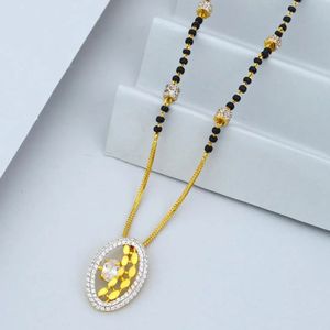 Oval CZ Floral Mangalsutra for Women Elegant Traditional Indian Jewellery Bridal Wedding Ethnic <b>Fashion</b> <b>Necklace</b> Accessory - Product Image 1