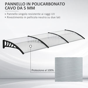Outsunny Toldo Moderno en Policarbonato, Aluminio y PP para Balcones, Ventanas y Puertas, 303x96x27 cm, Negro y Transparente - Product Image 4