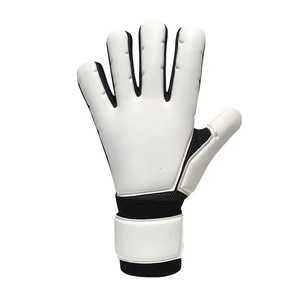 Gants de gardien de but unisexes en cuir PU à doigts entiers, blanc et noir, fermeture auto-agrippante, respirants, pour le sport - Product Image 3