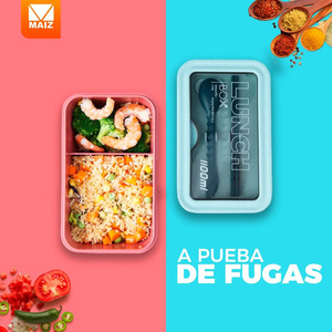 <b>Lunch</b> <b>Box</b> Container with Dividers and Cutlery, Portable - Assorted Colors - Product Image 5