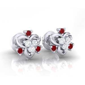 ต่างหูทองคำแท้ประดับทับทิมและเพชรแท้ 6 ชิ้น ความบริสุทธิ์ 14Kt/18Kt ระดับความสะอาด SI - Product Image 2