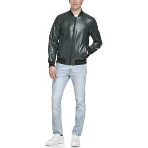 Veste en cuir de vachette personnalisée pour homme, couleur unie, style streetwear, avec col montant, neuve, en tissu, veste en ligne pour homme - Product Image 5