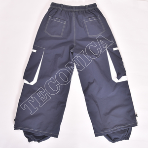 Pantalon de neige bleu marine Pantalon de ski cargo doublé chaud avec cordon de serrage à la taille et design extérieur fonctionnel multi-poches - Product Image 2