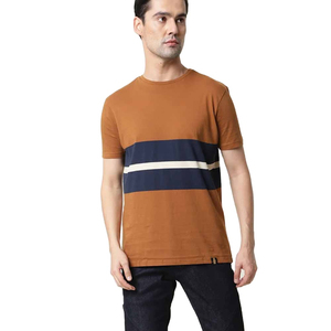 100% Cotton High Quality <b>Collarless</b> Color Block Casual Short Sleeve T-<b>Shirt</b> for <b>Men</b> High Street Plus Size From Pakistan - Product Image 1
