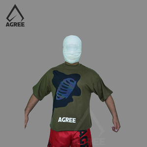 T-shirt Homme Classique 100% Coton Épais Col Rond Coupe Ample Épaules Tombantes Séchage Rapide Écologique Respirant Vert Olive - Product Image 4