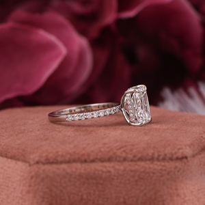 Radiant Cut Lab Grown Diamond Anillo de compromiso Halo oculto 10K Oro sólido Chapado en oro Estilo de moda Accent IGI Certified-Mujer - Product Image 6