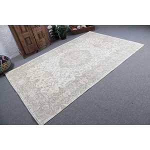 พรมวินเทจตุรกีขนาด 5.7x8.7 ฟุต พรมขนาดใหญ่ พรมขนสัตว์สีเทาขาวสไตล์ตะวันตกเฉียงใต้ - Product Image 2