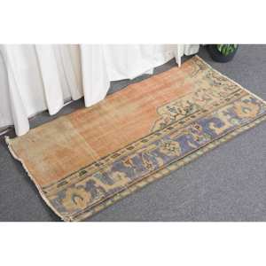 Vintage 2 X 3,6ft alfombra turca naranja púrpura clásico rectángulo Patchwork diseño lana viscosa Material para sala de estar dormitorio látex - Product Image 3