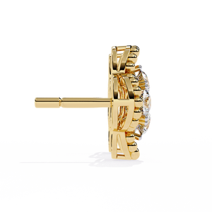 Boucles d'oreilles uniques en or 18 carats avec diamants de laboratoire, tendance, en or rose, blanc et jaune, bijoux en or 14 carats (matière principale) - Product Image 3