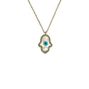 Collier à pendentif en métal doré design mauvais œil - Product Image 1