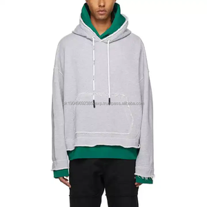 Sudaderas con Capucha de Felpa Francesa Personalizadas, Estilo Urbano, Holgadas, de Doble Capa con Bordes Deshilachados y Bolsillos - Product Image 5