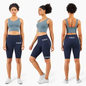 LOLOLULU Logotipo personalizado Control de barriga Deportes Medias de cintura alta Pantalones de yoga Fitness Pantalones cortos de yoga