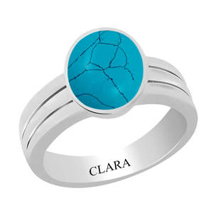Anillo de Turquesa Natural Certificada Firoza con Engaste de Bisel, Gema para Uso Diario ¡Compra Ahora! - Product Image 1
