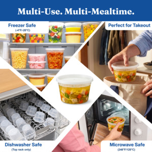 Contenants alimentaires 3H de 12 oz avec couvercles (480 pièces/boîte) – Adaptés au congélateur et au micro-ondes, en PP sans BPA, empilables, étanches, pour organiser les restes - Product Image 4