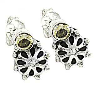 Pendientes de Plata de Ley 925 con Diseño Floral para Mujer, Pendientes de Citrino con Diseño Floral a la Moda - Product Image 1