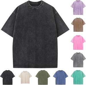 T-shirt en coton doux délavé à l'acide sur mesure en gros, t-shirt surdimensionné délavé à l'acide vintage pour streetwear, vêtements décontractés au quotidien - Product Image 1