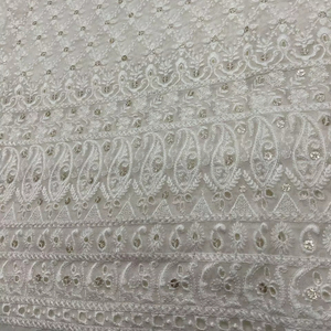 Tela Grewetie Georgette bordada de viscosa pura para niños y niñas, técnica tejida de punto Sherwani Kurta lisa, Memoria recubierta - Product Image 4