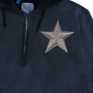 100% algodón personalizado media cremallera Chenille bordado sudaderas con capucha para hombres venta al por mayor sudaderas con capucha para hombre cremallera completa, calle - Product Image 4