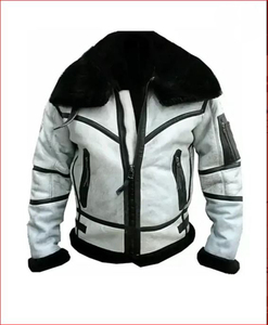 Chaqueta de moto de piel de oveja Real para hombre Punk británico invierno otoño Slim Fit Vintage Cuello de piel chaqueta de cuero genuino - Product Image 3