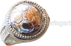 Bague pour homme, bague simple pour les amateurs de football, bague signet lourde, cadeau pour les fans, Noël, fabrication artisanale, bijoux personnalisés, bague en argent massif 925 - Product Image 2