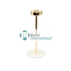 Portavelas cónico Circular dorado en Base de mármol Diseñador único Mesa de lujo Soporte de vela decorativo de boda para eventos en casa - Product Image 5