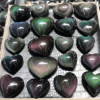 Großhandel Natürliche Atemberaubende Farbige Obsidian-Herzen 1/2kg Zufällig Reflektierende Lichtkristall-Kunstwerke für Geschenke & Dekoration