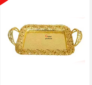 new handmade <b>golden</b> finished metal stainless steel serving tray for hotel restaurant and <b>bar</b> - Product Image 3
