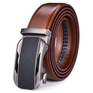 Ceinture en cuir de vachette véritable avec boucle ardillon confortable Style décontracté unisexe - Product Image 2