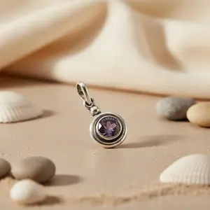 Handmade 925 Silver Amethyst Pendant Emerald Cut Diamond Rose Gold Religious Gemstone Jewelry for <b>Women</b> Number Pattern Charm - Product Image 1