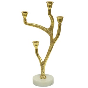 Bougeoir décoratif de qualité supérieure Base en marbre en aluminium avec dessus de table en verre pour la maison, les hôtels et les décorations de mariage - Product Image 3