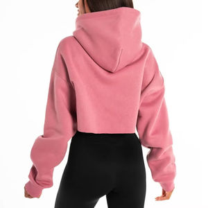 Sweat à capuche court pour femme de haute qualité, confortable et élégant, parfait pour les tenues décontractées et les séances d'entraînement - Product Image 2