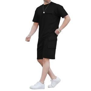 Survêtement d'été 100 % coton tricoté uni, écologique, respirant, décontracté, léger, confortable, unisexe, streetwear 2027 - Product Image 1