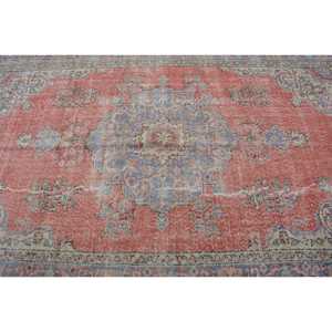Vintage Turkish Rug 5.8x9.4 ft, <b>Red</b> Floral <b>Wool</b> Rug - Product Image 5