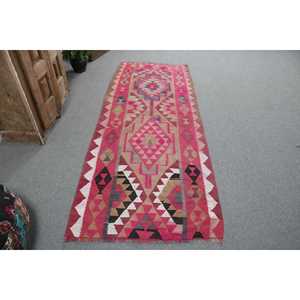 3x8.1 ft Vintage Turkish Rug, <b>Runner</b> Rug, Herki <b>Red</b> Wool Rug - Product Image 1
