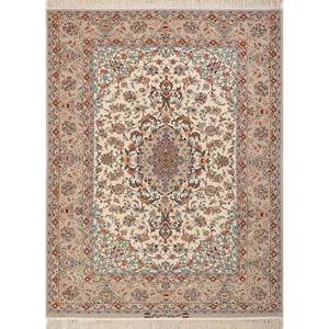 Alfombra Gulmarg Pae-6290 de Lana y Seda Anudada a Mano, con Patrón de Medallón Rojo y Naranja, para Sala de Estar o Pasillo, para Adolescentes - Product Image 1