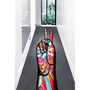 Alfombra Colorida con el Símbolo de la Paz: Tapete con Diseño de Graffiti, Decoración Urbana Moderna, Alfombra Suave con Pelo Largo - Product Image 3