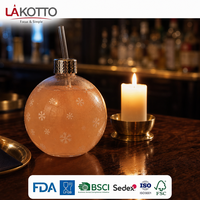Bouteille en verre LAKOTTO 370 ml à motif flocon de neige avec paille – Vente en gros de verrerie, approvisionnement en vrac, cadeau promotionnel, impression de logo personnalisé OEM