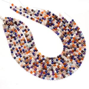 AAA + Multi Gemstone 4mm-5mm Cuentas redondas facetadas | Strand 13 "| Esfera de piedras preciosas semipreciosas de mezcla natural/Cuentas de bolas para joyería - Product Image 2