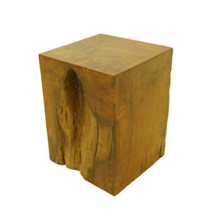 Tabourets de bar d'extérieur en teck traditionnel robuste et naturel avec une forme et une texture originales pour un mobilier de patio extérieur rustique et confortable - Product Image 6