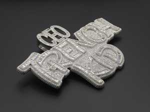 Pendentif personnalisé en argent sterling 925 avec moissanite VVS taille ronde et baguette, étincelant et luxueux - Product Image 3