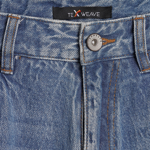 Shorts en jean décontractés pour hommes 100% coton, taille mi-haute, fermeture éclair, respirants, coupe droite, bleu moyen, marque privée disponible - Product Image 3