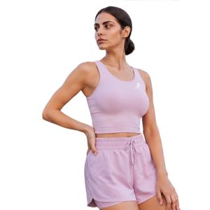 Technica Womens <b>Pink</b> Sleeveless <b>Crop</b> Tank <b>Top</b> and Drawstring Athletic Shorts Activewear Set - Product Image 6