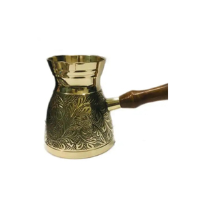 กาน้ำชาและกาแฟแบบตุรกีหม้อโลหะทองเหลืองขัดเงาด้วยมือสไตล์โบราณ - Product Image 4
