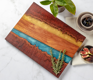 Conception en résine personnalisé organique boucher carré cuisine naturel planches de cuisson Acacia bois fin Grain planche à découper en bois - Product Image 5