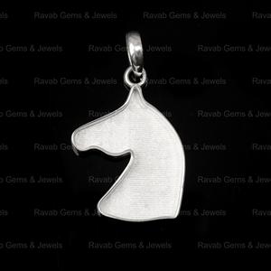 Pendentif de haute qualité en argent sterling 925, visage de cheval, serti de 30 mm, demi-monture, charme, pierre précieuse, résine, bijoux souvenir - Product Image 2