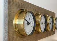 Reloj y barómetros de latón/Reloj de latón pulido redondo tipo Pared de 4,5 "/Reloj de barómetro de esqueleto mecánico con ventana de resorte