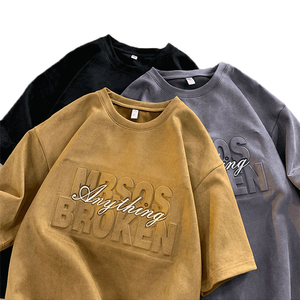 เสื้อยืดผู้ชายทรงปกติ ผ้าฝ้าย 100% ลายนูน 3 มิติ ออกแบบลายกราฟิกวินเทจ แห้งเร็ว - Product Image 5