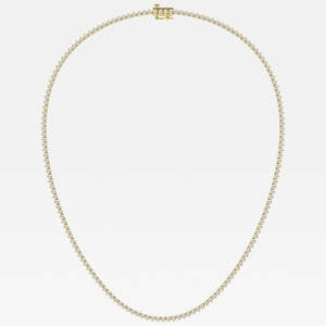 Collar de Oro de 14K con Diamante Moissanite de Corte Redondo, Collar Tennis de Tres Puntas - Product Image 3
