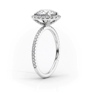 Meilleure qualité plaqué or 14K Halo bague de fiançailles avec coupe ronde Moissanite pavé ensemble côté pierres tendance unisexe nouveauté - Product Image 2